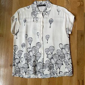 Zara Women's short sleeve balloon print button down size small